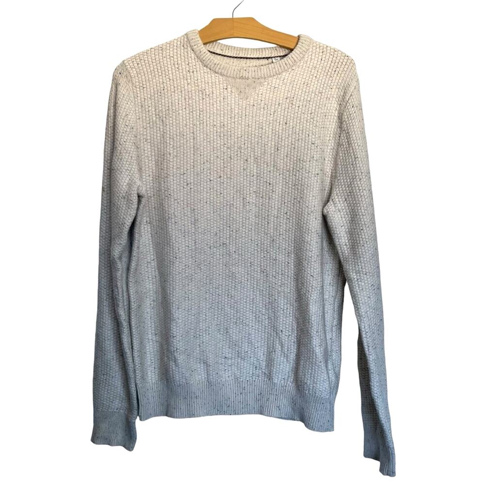 Billy Reid Organic Cotton Speckled Cream Waffle Knit Crewneck Sweater Size Small